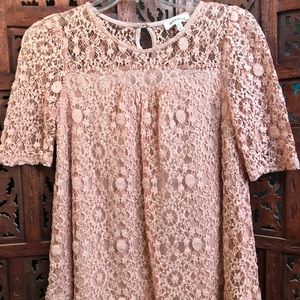 Lace rose top with sweetheart neckline.
